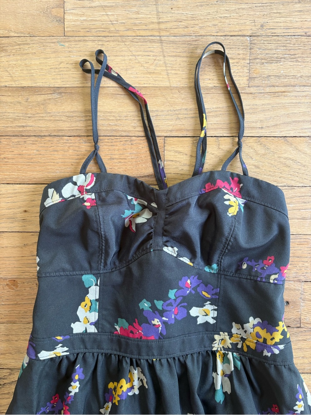 American Eagle Outfitters Black Floral Spaghetti Strap Dress - Picture 2 of 5